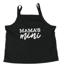 Černý žebrovaný crop top s nápisy 