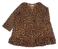 Hnědé šifonové šaty s leopardím vzorem H&M