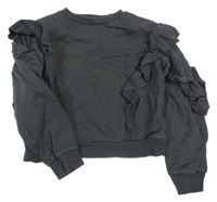 Tmavošedá crop mikina s volánky H&M