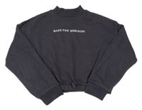Antracitová crop mikina s nápisem Primark