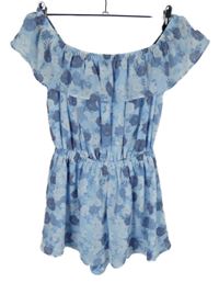 Dámský světlemodrý květovaný šifonový letní overal H&M