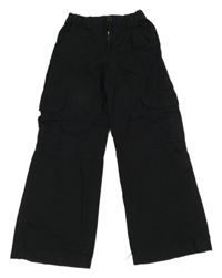 Černé cargo plátěné kalhoty H&M