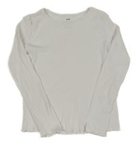 Bílé žebrované crop triko H&M