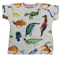 Bílé tričko s dinosaury Next