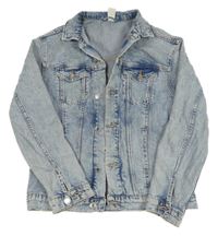 Světlemodrá melírovaná riflová bunda s kapsami H&M