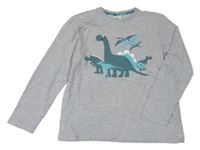 Šedé melírované triko s dinosaury BPC