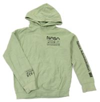 Zelená mikina s potiskem a kapucí H&M
