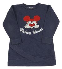 Tmavomodré melírované teplákové šaty s Minnie Disney