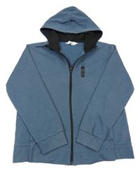 Tmavomodrá propínací mikina s číslem a kapucí H&M