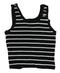 Černo-bílý pruhovaný úpletový crop top H&M