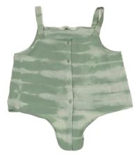 Zeleno-bílý batikovaný lehký crop top na zavazování H&M