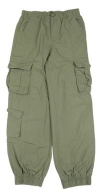 Khaki plátěné cuff kalhoty s kapsami Primark