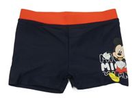 Tmavomodro-červené nohavičkové plavky s Mickeym Disney 