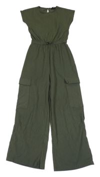 Olivový vzorovaný culottes cargo overal C&A