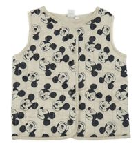 Smetanová prošívaná šusťáková zateplená vesta s Mickey Disney