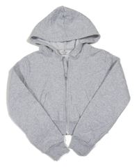Šedá melírovaná crop propínací mikina s kapucí H&M
