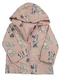 Růžová nepromokavá jarní bunda s Minnie s Daisy a kapucí Disney