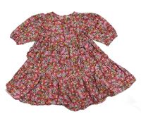 Růžovo-černo-oranžové květované lehké šaty Matalan