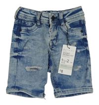 Nové - Modré riflové skinny kraťasy s prošoupáním Primark