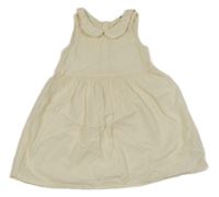 Smetanové krepové šaty s límečkem H&M