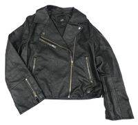 Černý koženkový podšitý crop křivák River Island
