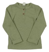 Khaki žebrované mikinotriko H&M