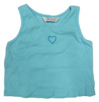 Pomněnkový žebrovaný crop top se srdíčkovým průstřihem LC WaIKIKI