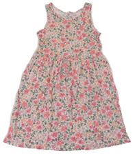 Světlerůžové šaty s květy a jahůdkami H&M