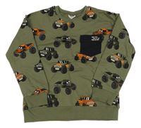 Khaki mikina s jeepy a kapsou Kappahl