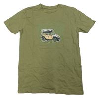 Khaki tričko s jeepem Dunnes