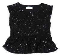 Černý flitrový crop top H&M