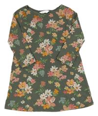 Khaki-růžové květované teplákové šaty H&M