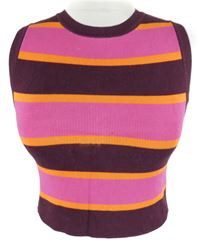 Dámský vínovo-růžovo-oranžový pruhovaný pletený crop top Zara 