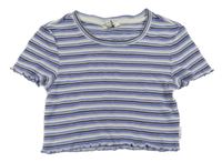 Fialovo-bílé proužkované crop tričko Tom Tailor 