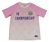 Růžovo-bílé ombré sportovní tričko s potiskem a číslem H&M