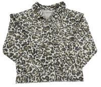 Bílo-kahki-černá riflová bunda s leopardím vzorem Matalan