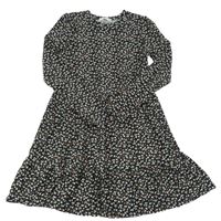 Černo-bílo-růžové květované šaty Primark