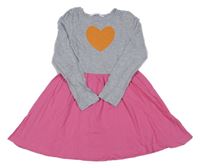 Šedo-růžovo-oranžové šaty se srdíčkem H&M