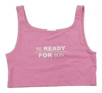 Růžový crop top s nápisem Zara 