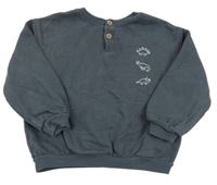 Tmavošedá oversize mikina s dinosaury M&S