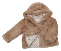 Světlehnědá kožešinová zateplená bunda s kapucí Zara