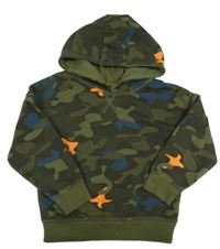 Khaki-oranžová army mikina s kapucí Primark