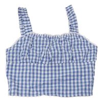 Modro-bílý kostkovaný crop top Primark