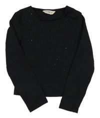 Černé elastické crop triko s kamínky F&F