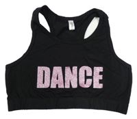 Černý crop top s nápisem Iefiel 