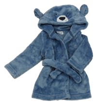 Tmavomodrý chlupatý župan s kapucí - medvěd So Cute