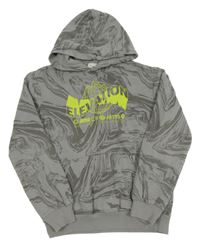 Šedá vzorovaná mikina s nápsiem a kapucí H&M