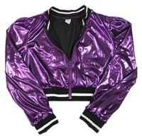 Fialový lesklý crop lehký bomber Shein