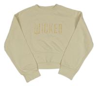 Světlebéžová crop mikina s nápisem - Wicked 