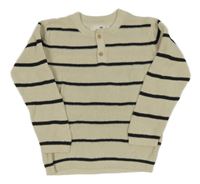 Béžovo-černý pruhovaný svetr s knoflíčky H&M
